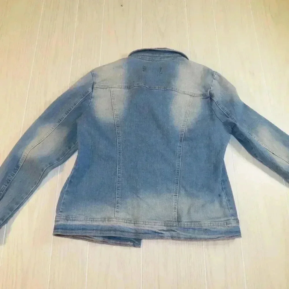 Live A Little Denim Jean Jacket Rhinestone Bling Size M NWT - Picture 2 of 9